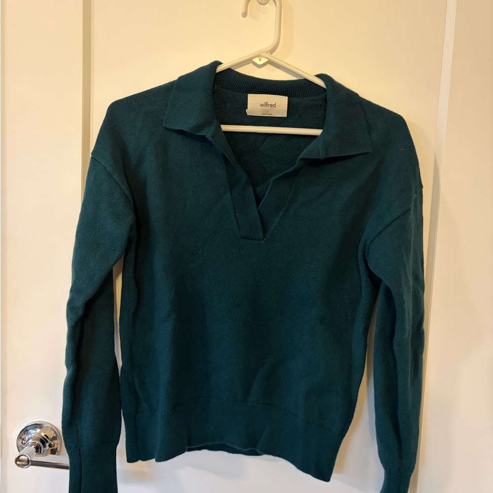 Wilfred Deep Teal V-Neck Sweater